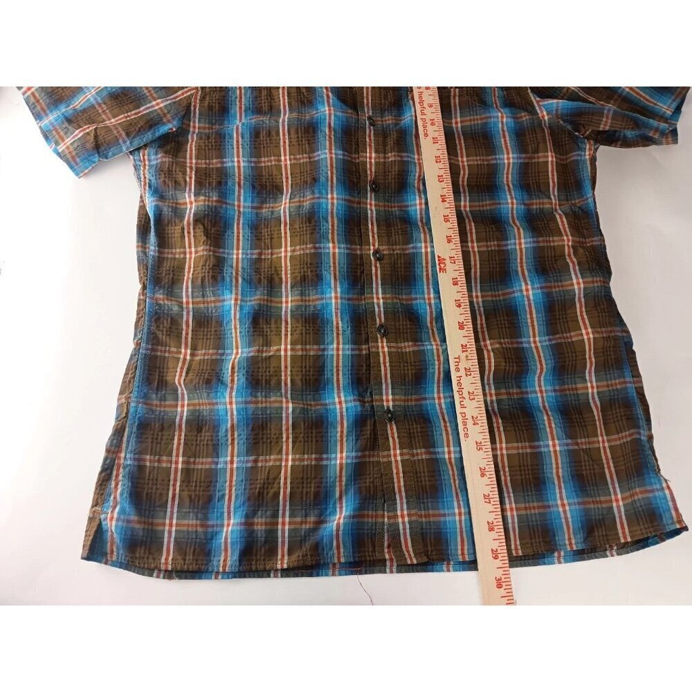 Eddie Bauer Mens Shirt Brown Blue Plaid Mesh Lined Button Down Workwear Size M - Picture 9 of 12